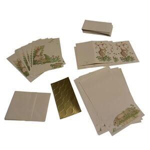 Stationary VTG Woodland Animal Fold Over Card Bunny Rabbit Baby Fawn Snail Mail